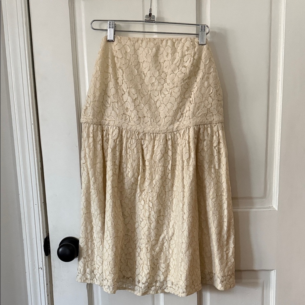 United Colors Of Benetton strapless Cream Lace Mini Dress